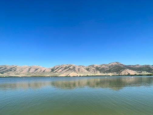 Small mountain range and lake