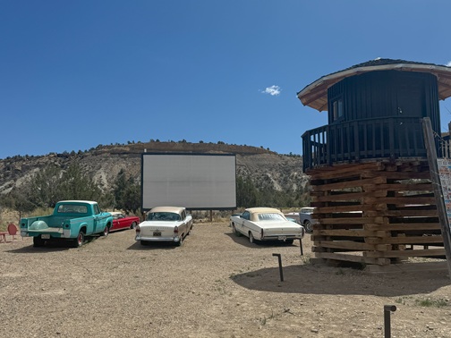 Vintage cars at movie drive in