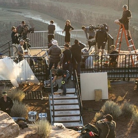 Close-up film set outdoors