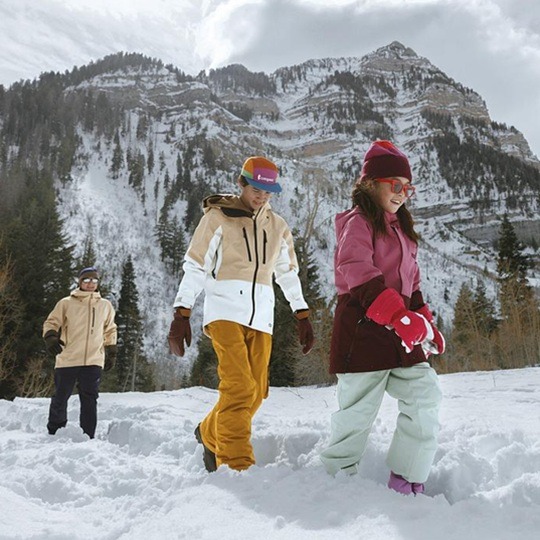 Snowshoers in snowy mountains